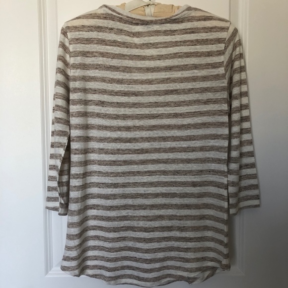 SALE ☘️ ZARA Linen striped 3/4 sleeve shirt - Picture 7 of 9